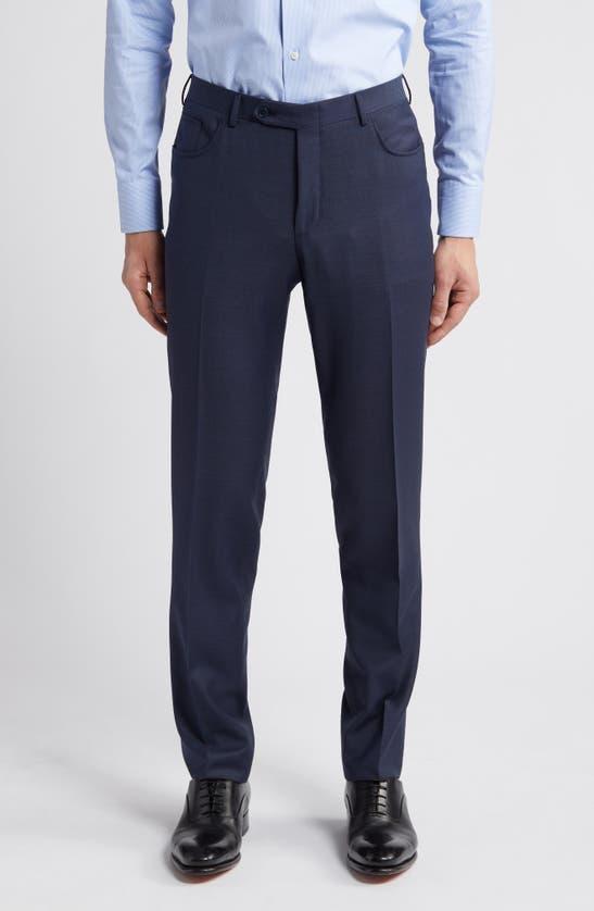 CANALI Milano Trim Fit Five Pocket Wool Dress Pants In Navy Product Image