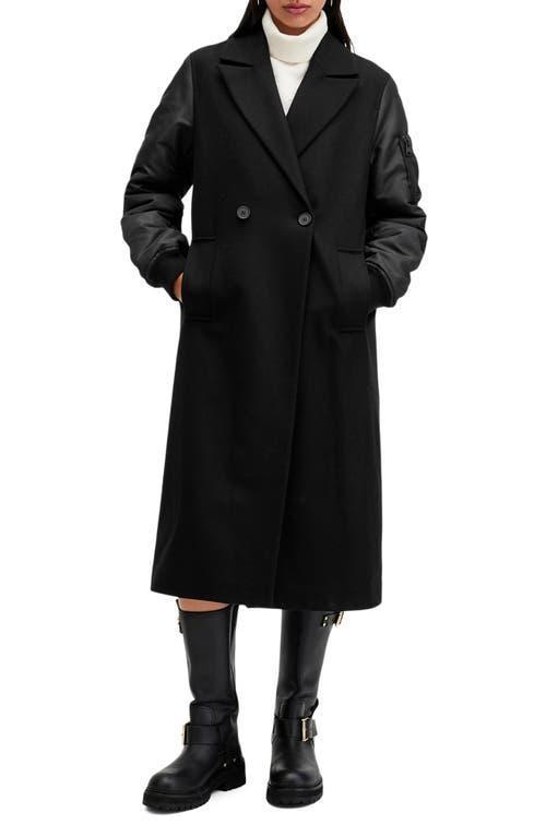 Paulah Mixed Media Coat In Black Product Image