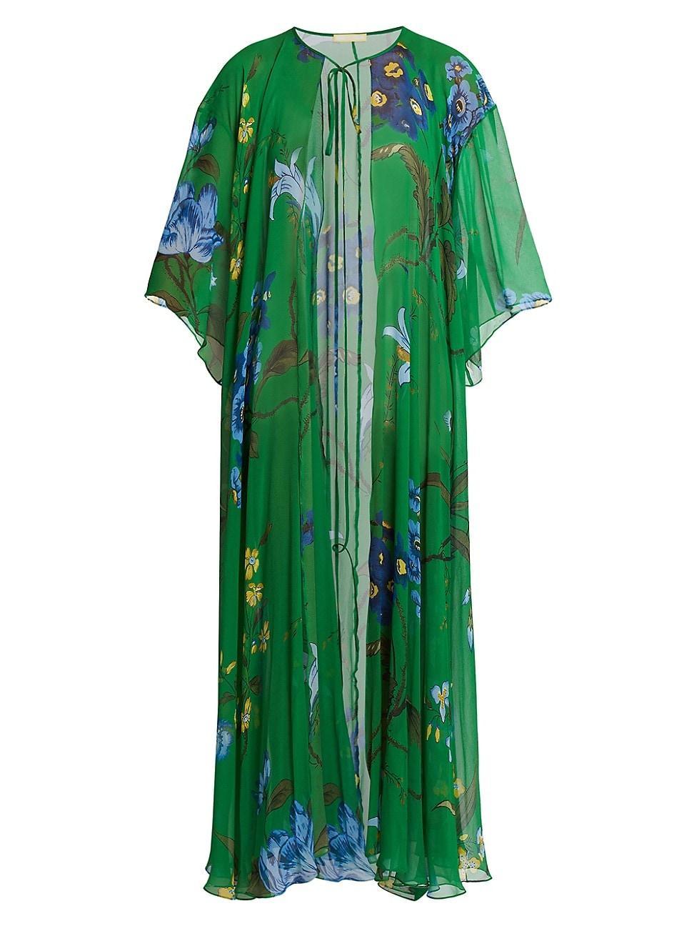 Womens Floral Silk Cover-Up Kaftan Product Image