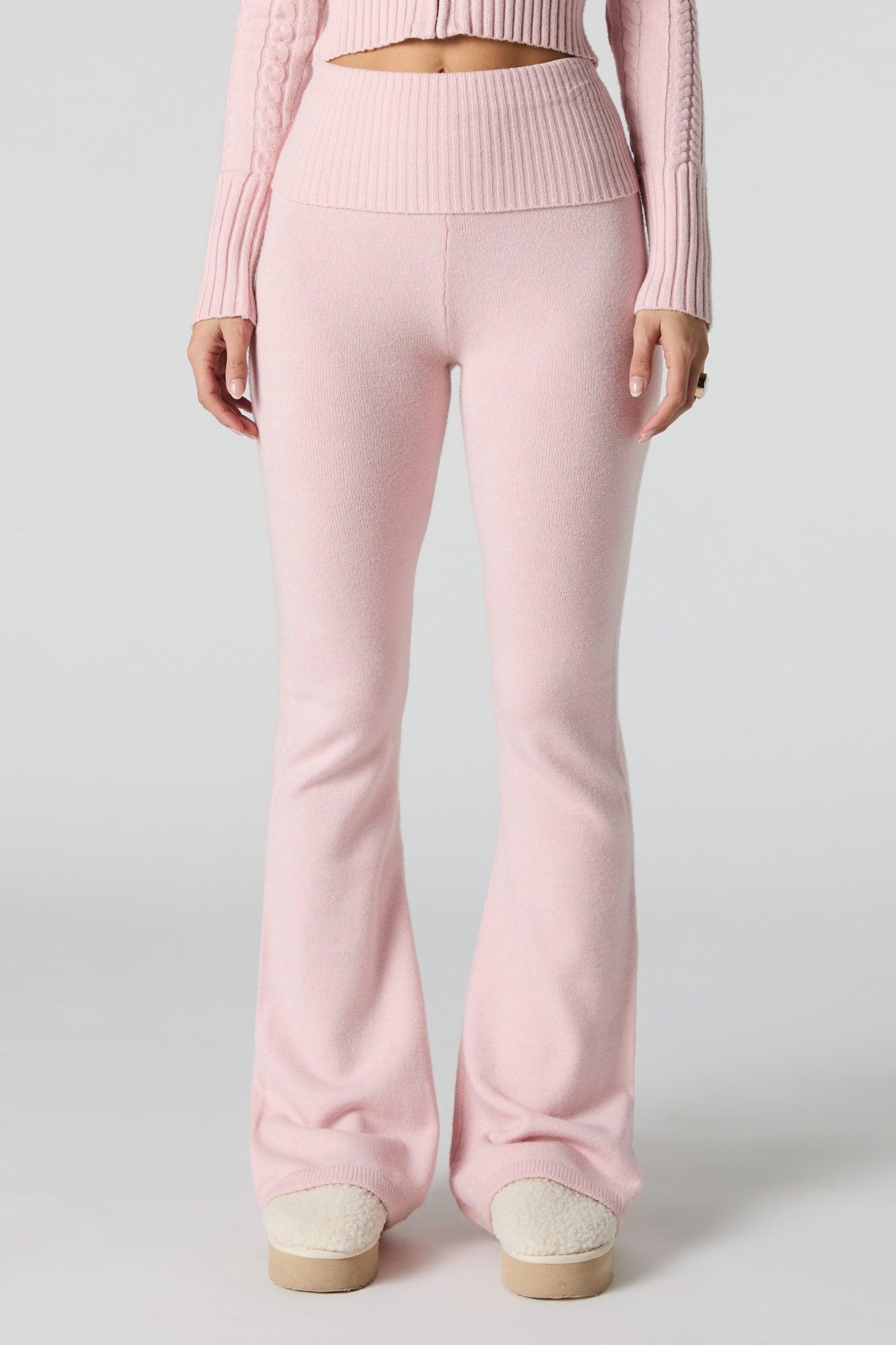 Foldover Waist Flare Knit Pant Female Product Image