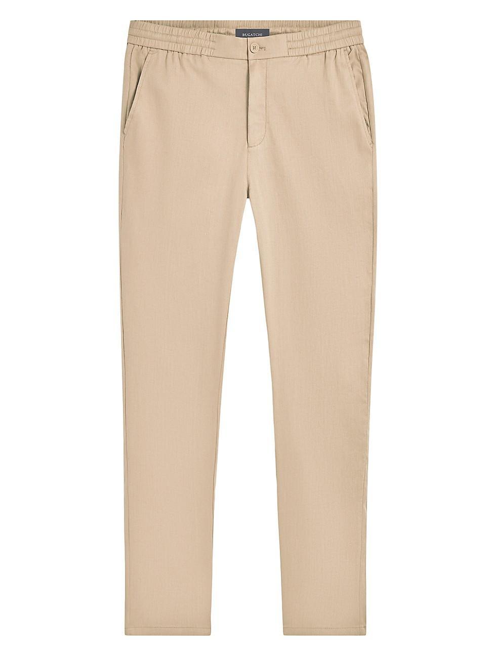 Mens Linen & Cotton Elasticized Straight-Leg Pants Product Image