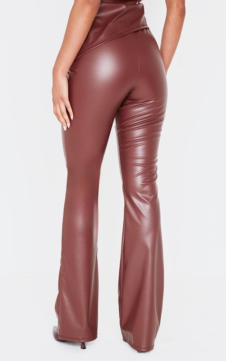 Chocolate Faux Leather High Waisted Flares Product Image