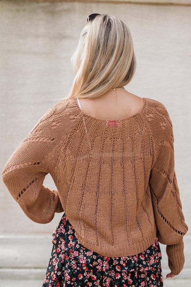 I'm Just Me Brown Cable Knit Lightweight Sweater Product Image