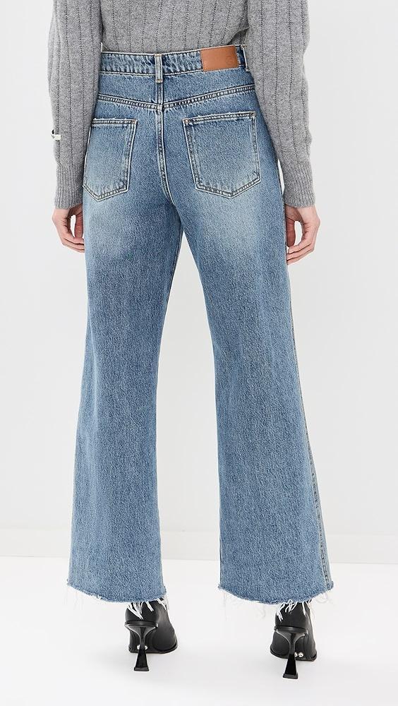 RECTO Isla Front Slit Medium Washed Denim Jeans | Shopbop Product Image