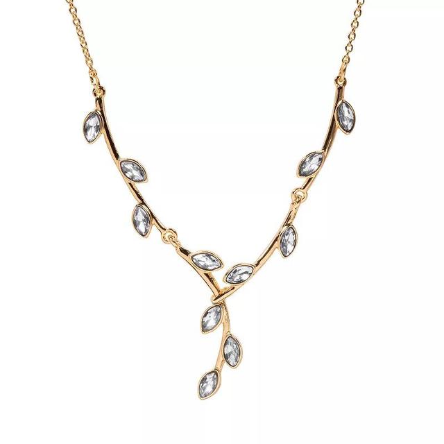 LC Lauren Conrad Gold Tone Simulated Crystal Vine Leaf Y Necklace, Womens Product Image