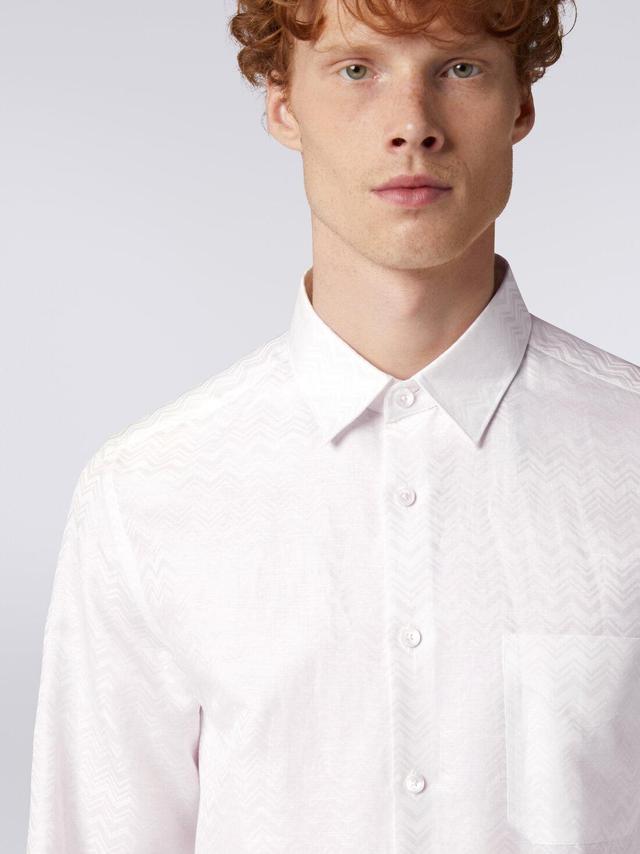 Long-sleeved shirt in cotton blend with zigzag pattern White | Missoni Product Image