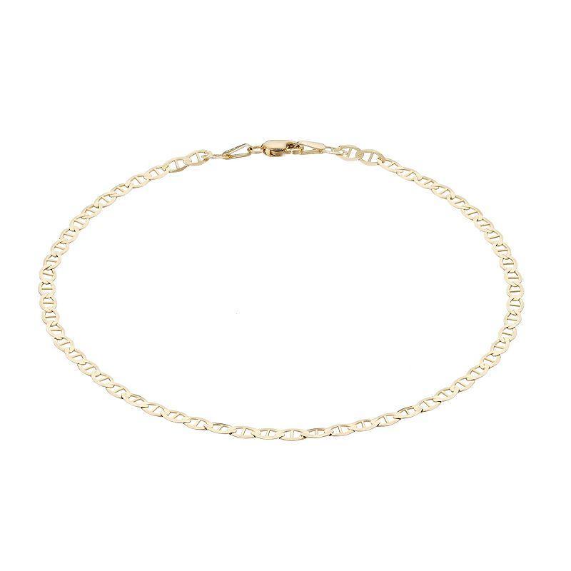 10k Gold 3.2mm Mariner Chain Anklet, Womens Yellow Product Image