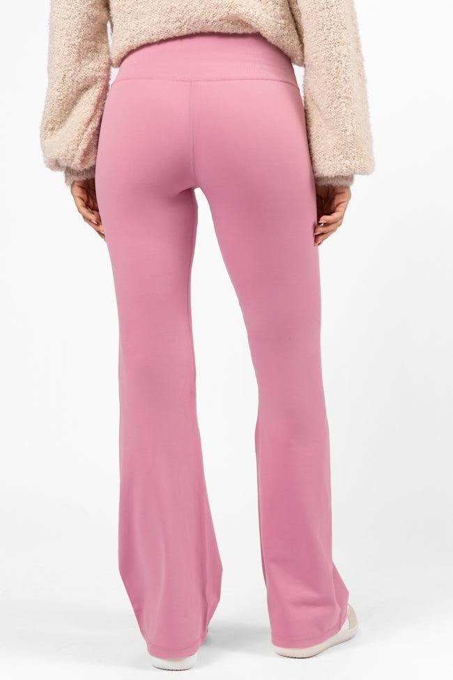 Get Moving Pink Flare Knit Leggings Product Image