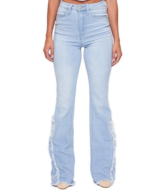 YMI Jeanswear High Rise Fray Side Flare Jeans Product Image