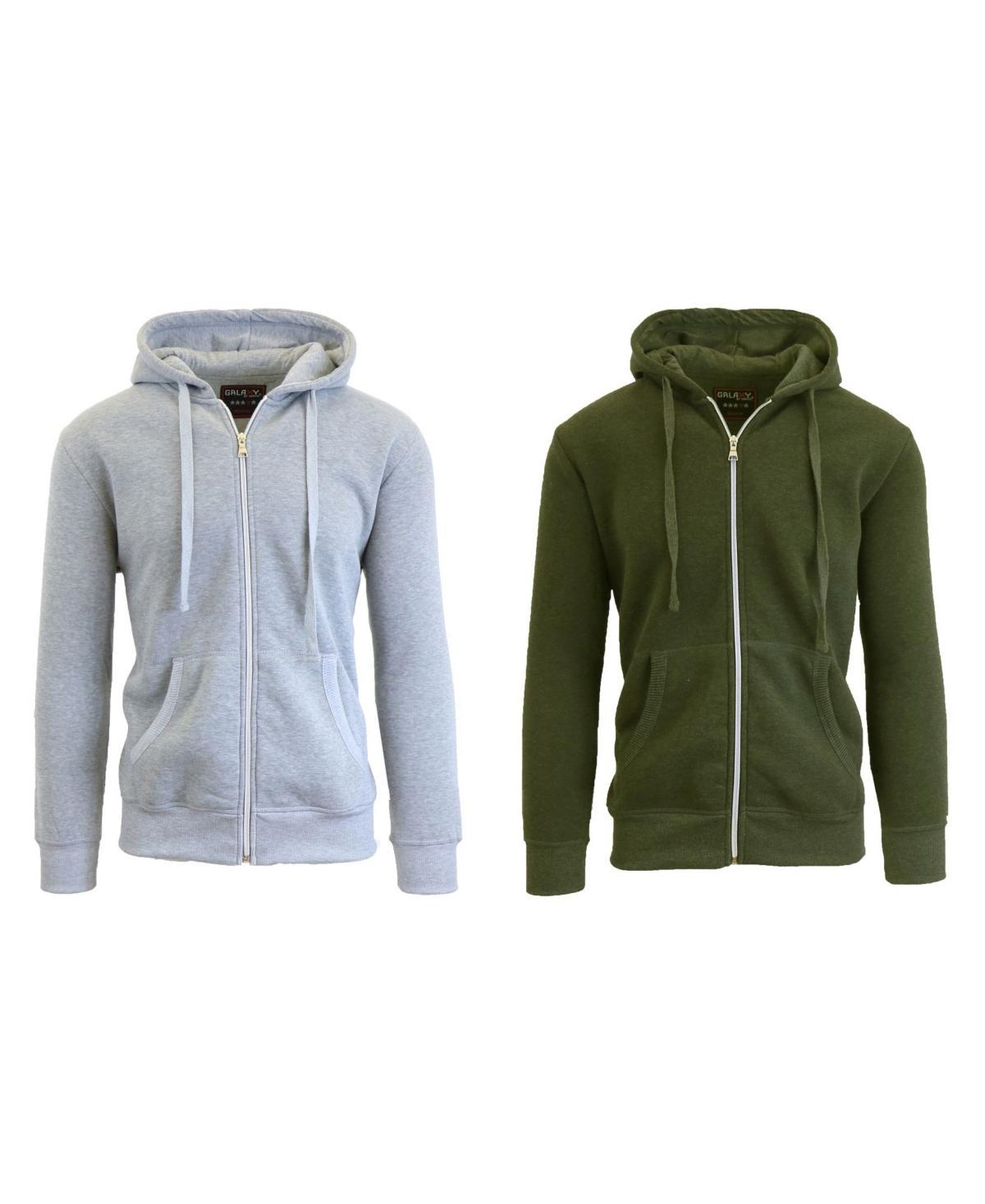 Galaxy By Harvic Mens 2-Packs Zip-Up Fleece Hoodies - Heather Gray Product Image