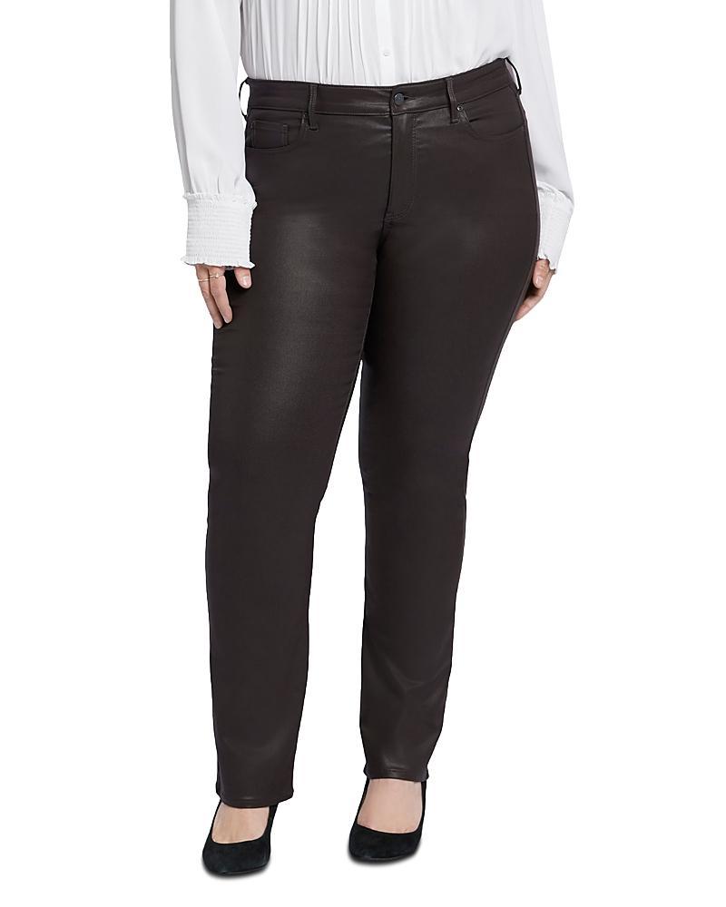 Nydj Plus Marilyn Coated High Rise Straight Leg Jeans Product Image