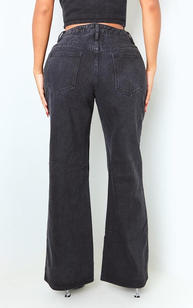 Shape Black Denim Washed Wide Leg Jeans Product Image