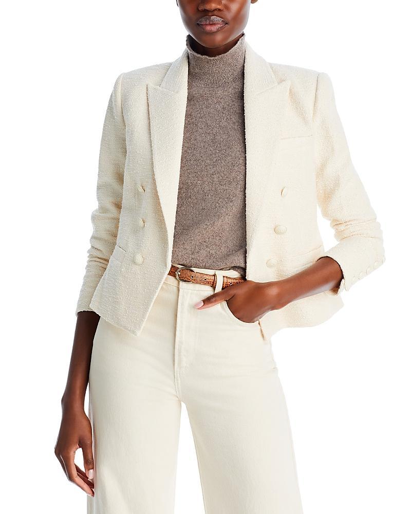 LAGENCE Brooke Double Breasted Crop Cotton Blend Blazer Product Image