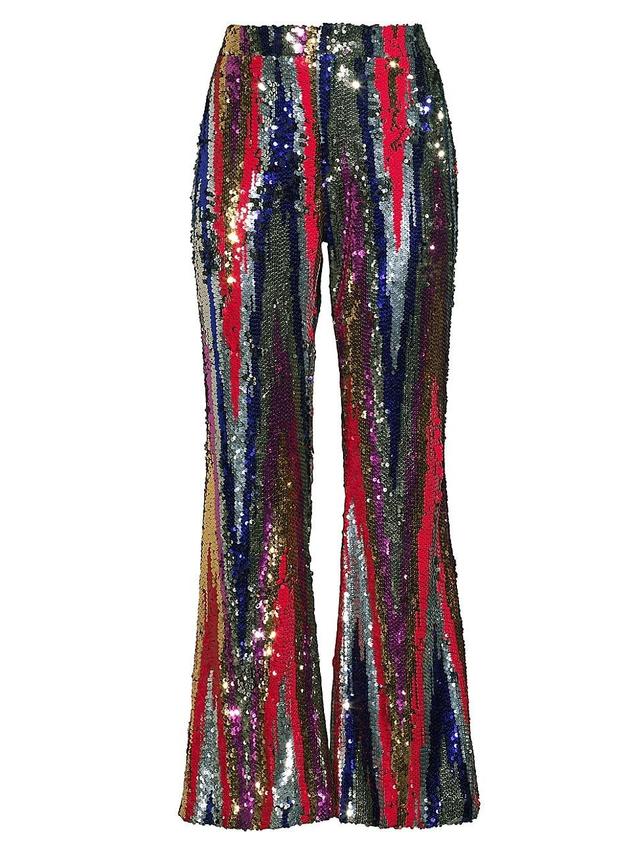 Womens Kelly Sequin High-Waist Flared Trousers Product Image