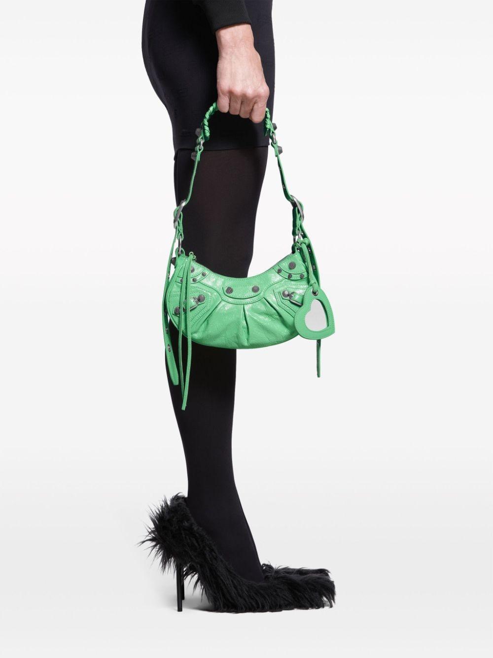 Le Cagole Xs Leather Shoulder Bag In Green Product Image