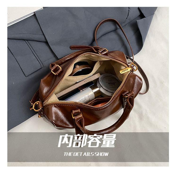 Faux Leather Boston Bag Product Image