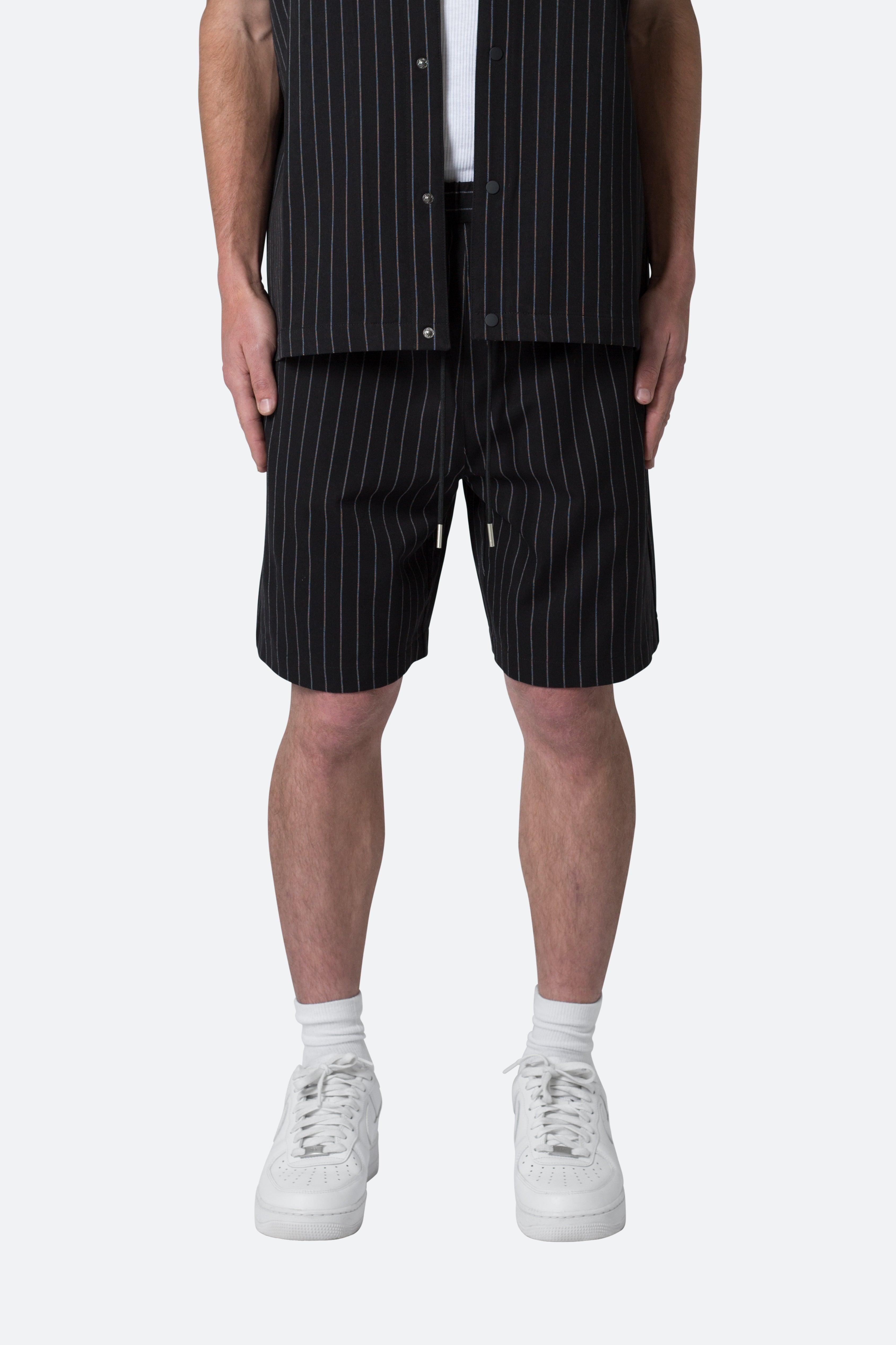 Pinstripe Shorts - Black Product Image