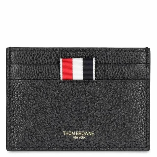 Pebbled Grain Leather Card Case In Black Product Image