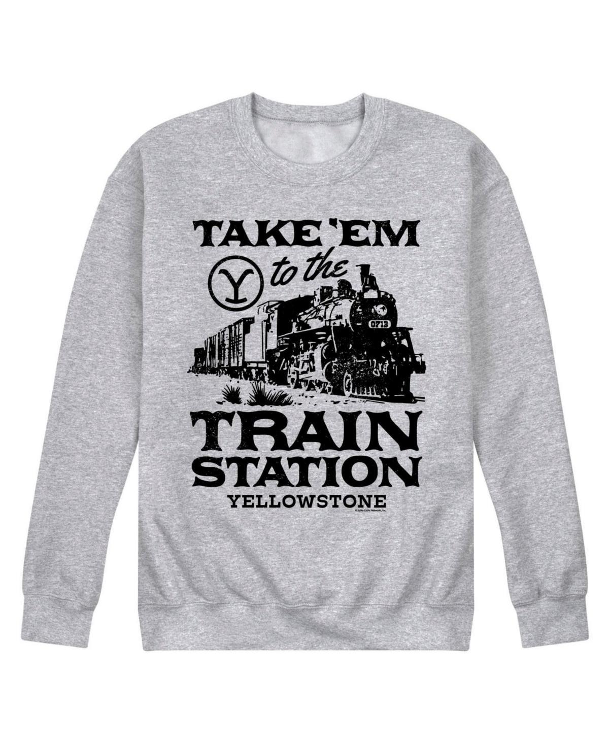 Mens Yellowstone Train Station Sweatshirt Grey Product Image