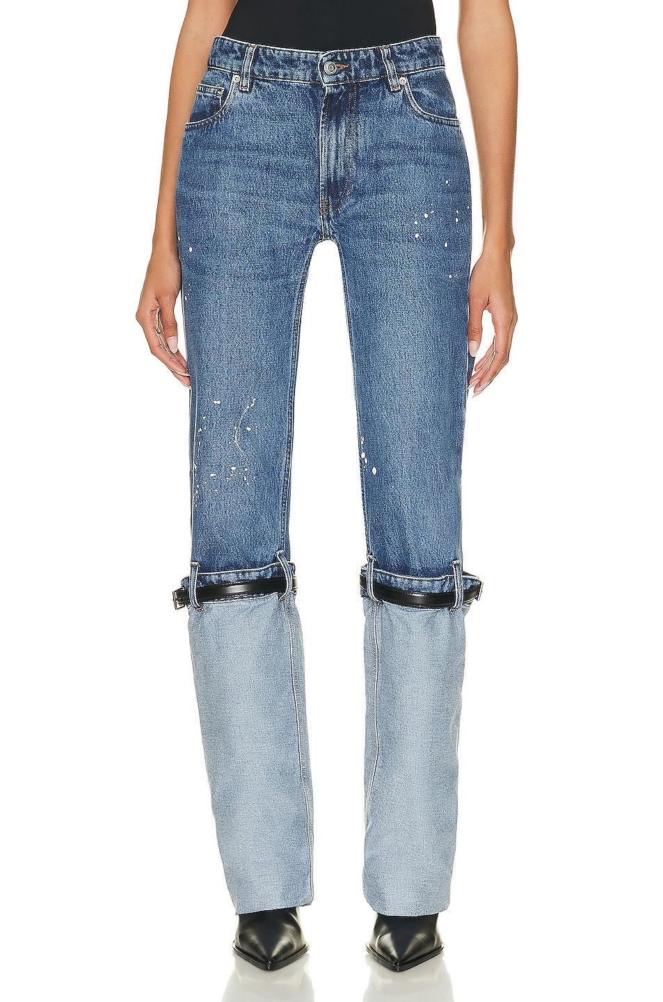 Coperni - Women's Hybrid Belted Jeans - Medium Wash - FR 40 - Moda Operandi Product Image