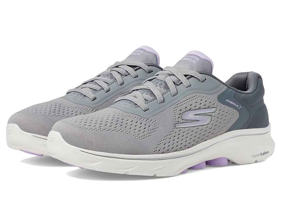 SKECHERS Performance Go Walk 7 - Cosmic Waves (Gray/Lavender) Women's Shoes Product Image