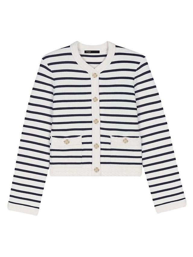 Womens Striped Knit Cardigan Product Image