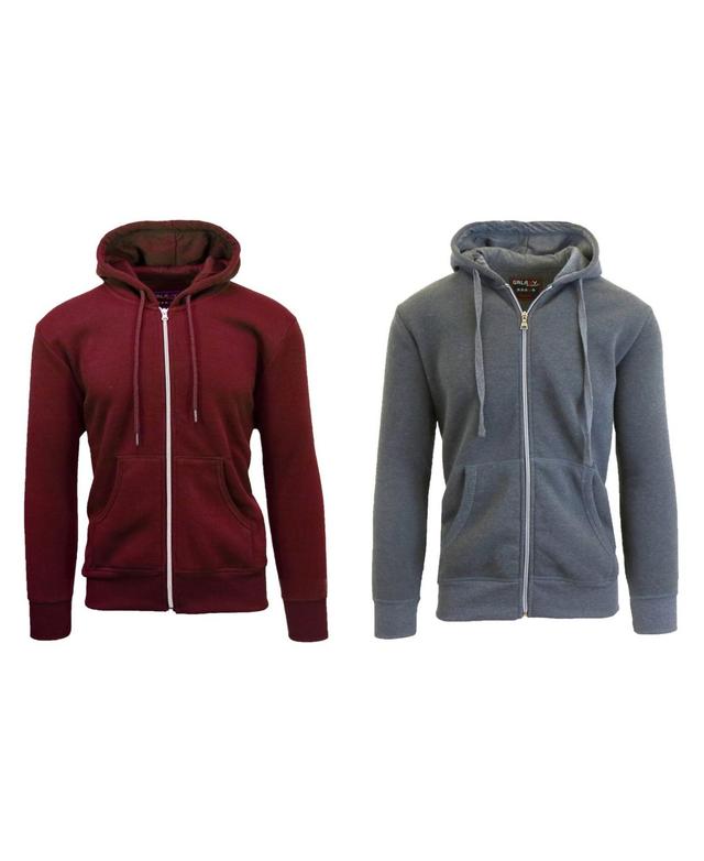 Galaxy By Harvic Mens 2-Packs Zip-Up Fleece Hoodies - Heather Gray Product Image