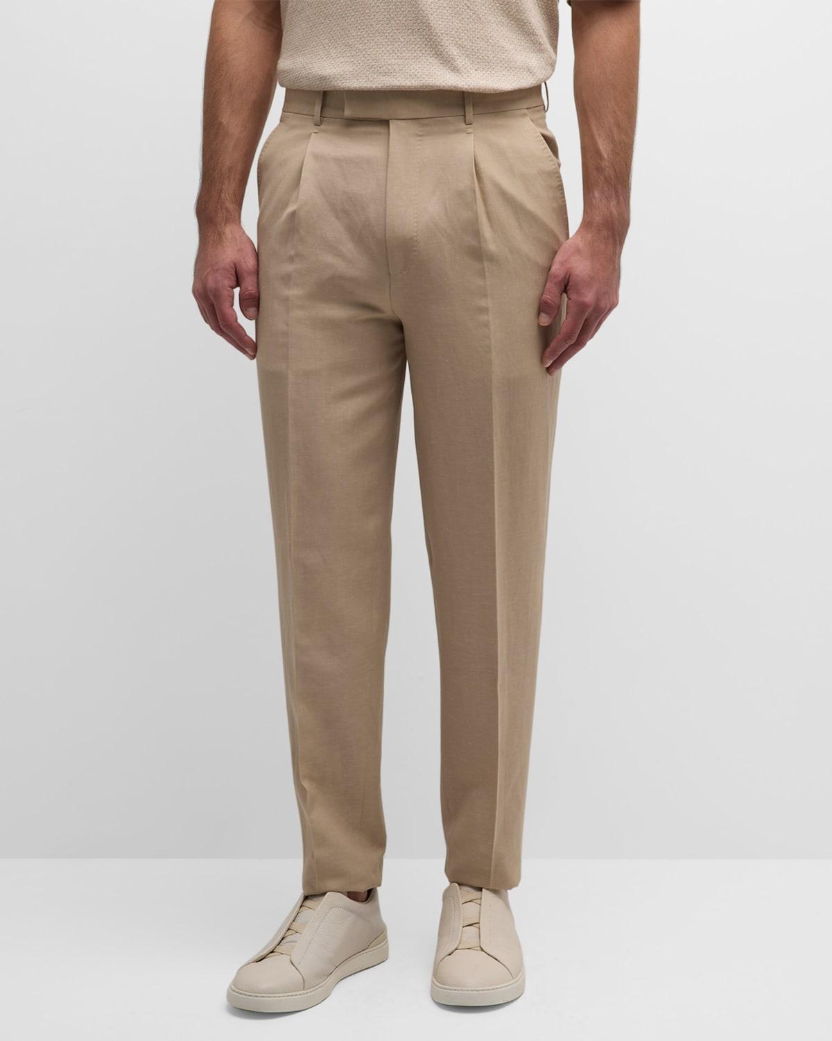 Mens Wool and Linen Single Pleat Pants Product Image