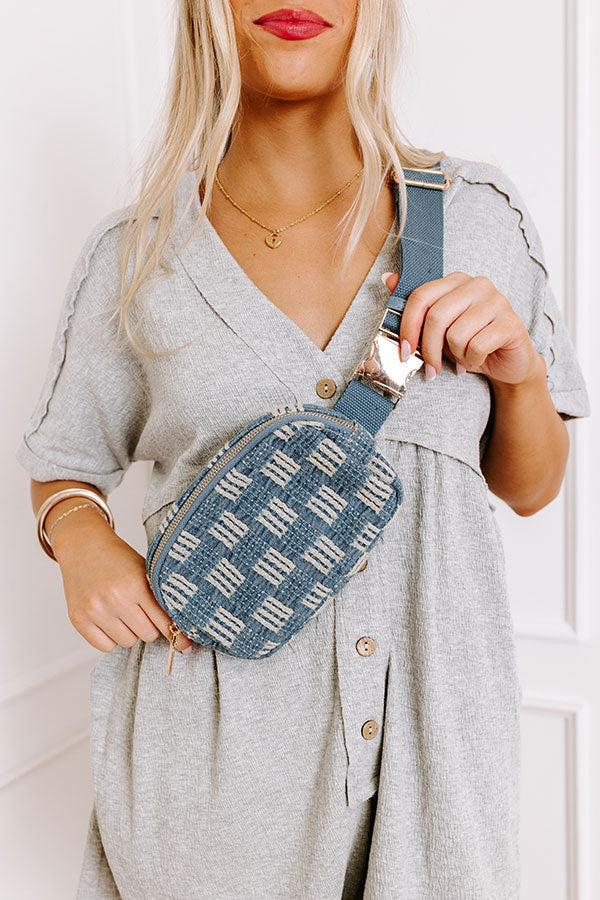 Statement Piece Woven Fanny Pack in Medium Wash Product Image