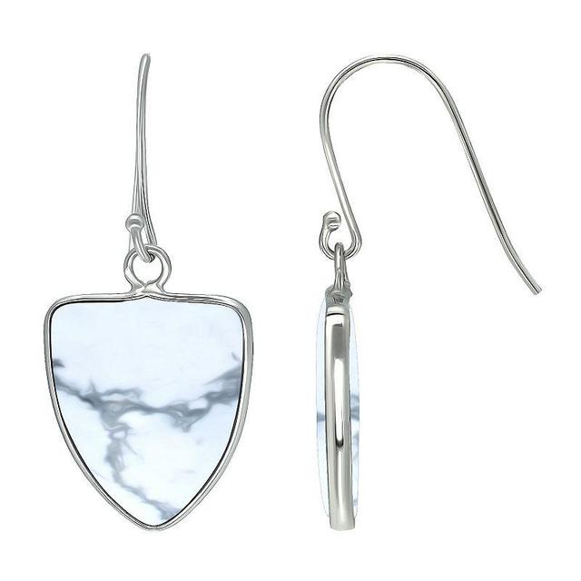 Aleure Precioso Sterling Silver Triangle Shaped Gemstone Drop Earrings, Womens, White Product Image