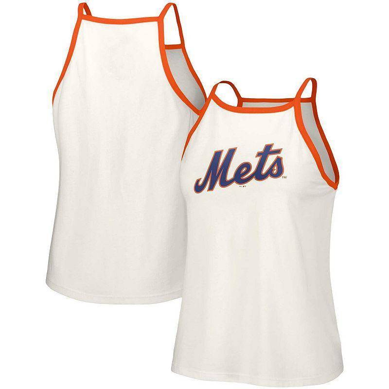 Women's Lusso  White New York Mets Nadine Halter Tank Top Product Image