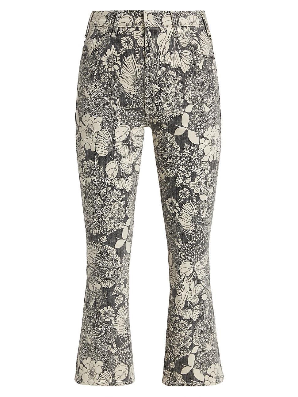 Womens The Hustler Floral Flared Ankle Jeans Product Image