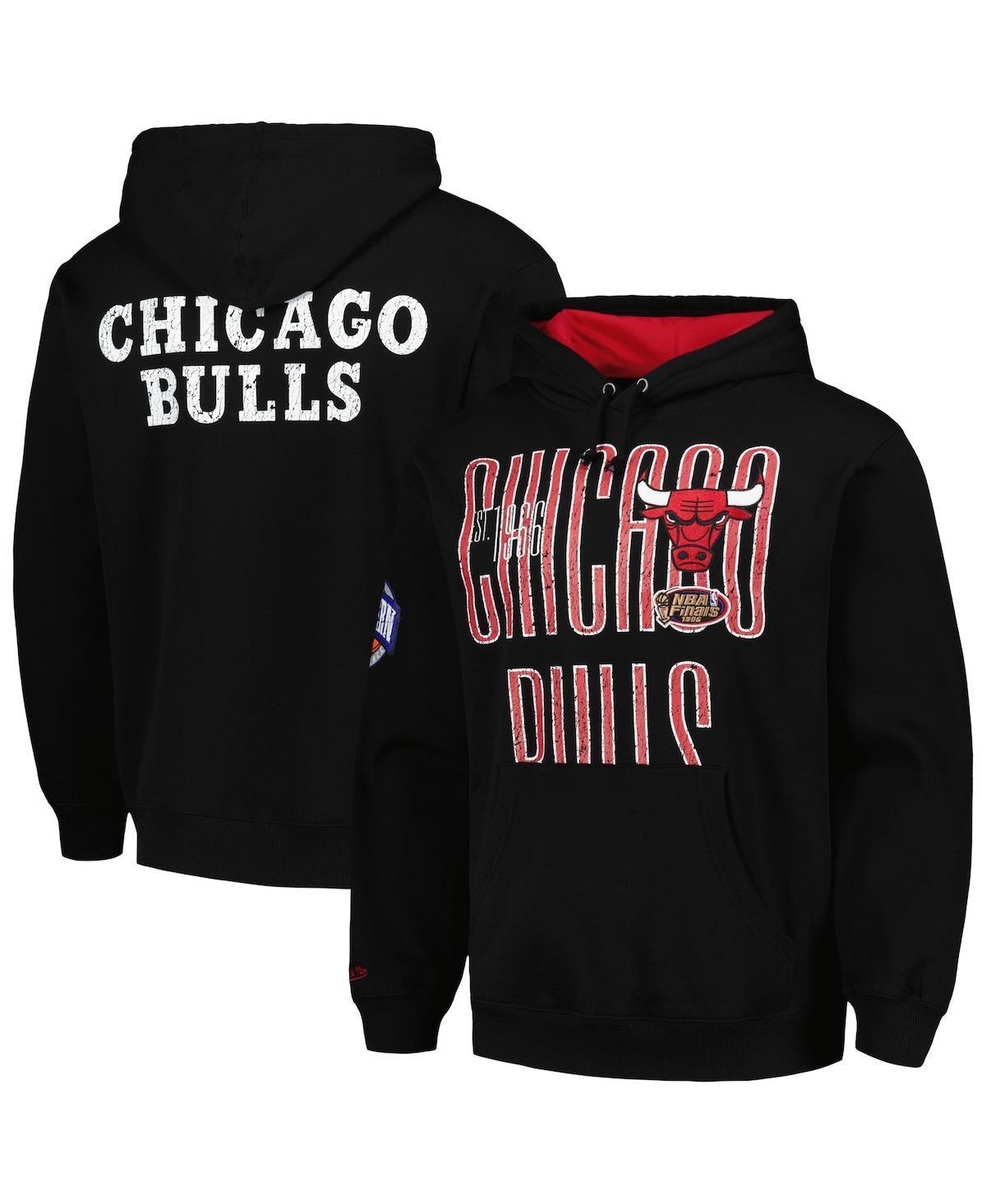 Mens Mitchell & Ness Black Distressed Chicago Bulls Hardwood Classics Og 2.0 Pullover Hoodie Product Image