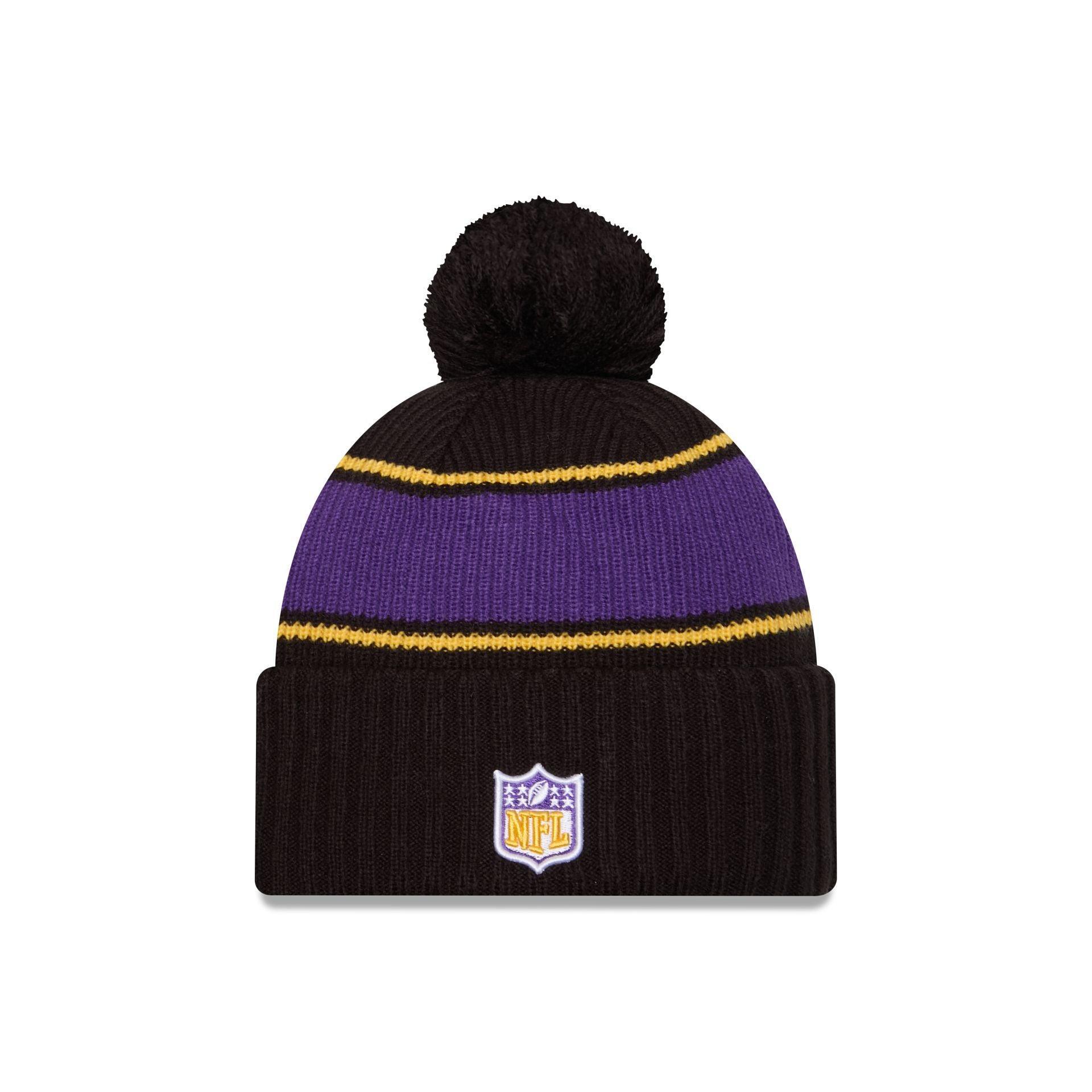 Minnesota Vikings 2024 Cold Weather Black Pom Knit Hat Male Product Image