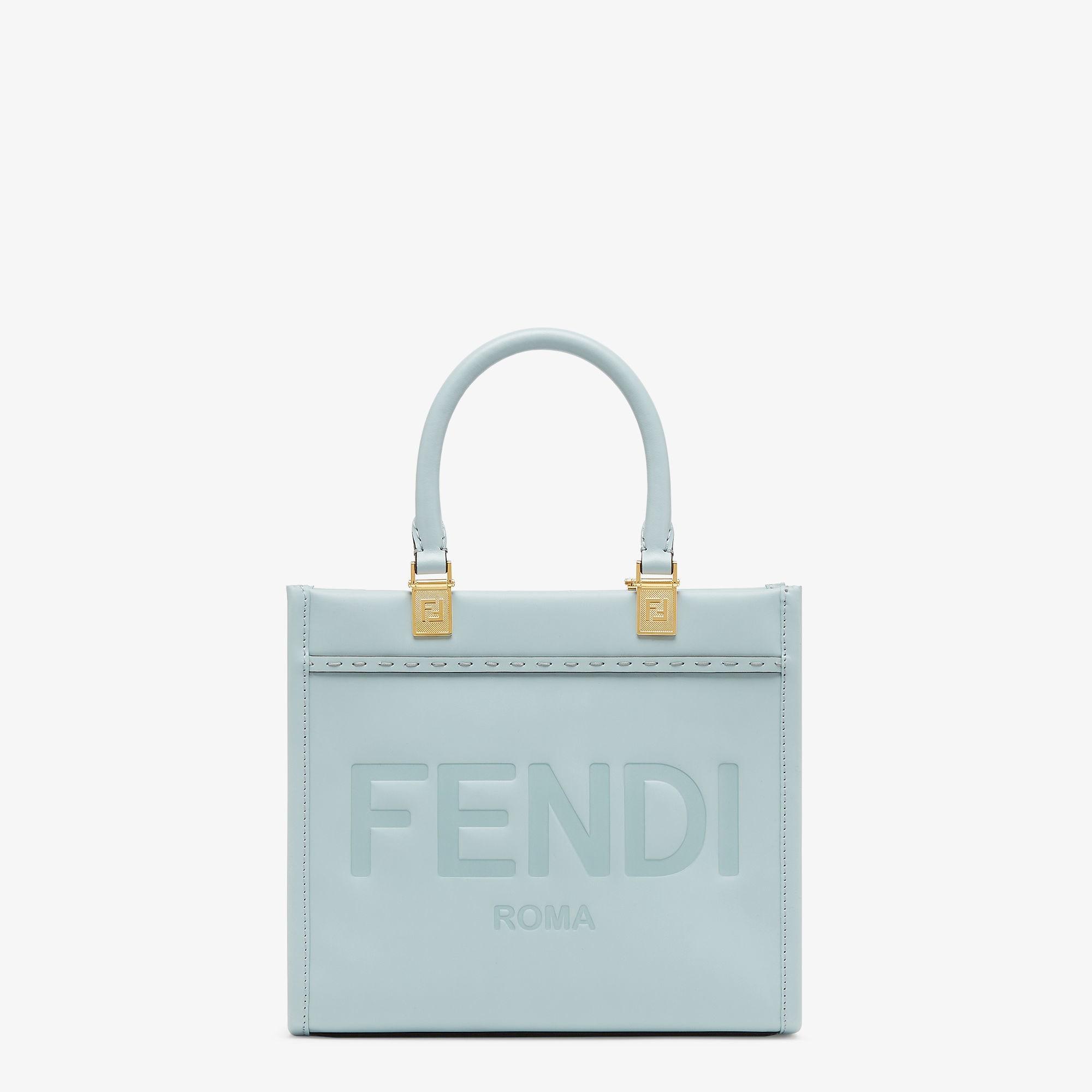 Fendi Sunshine SmallLight blue leather shopper Product Image