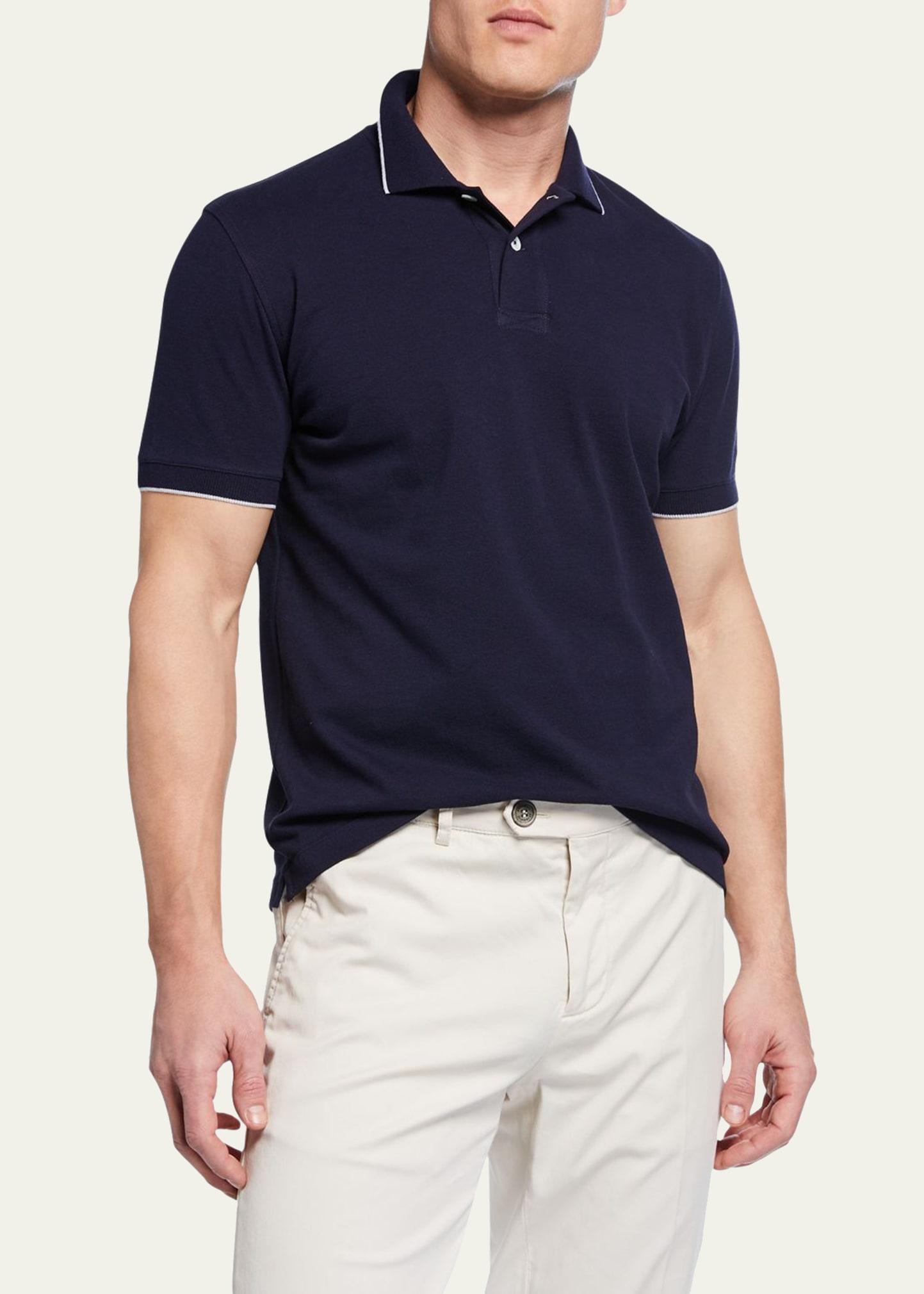 Mens Cotton Piqu Polo - Navy - Size 36 Product Image