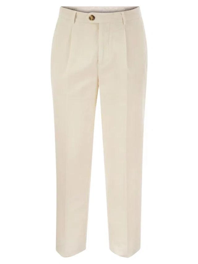 Leisure Fit Trousers In Garment Dyed Cotton Corduroy With Darts In Neutral Product Image