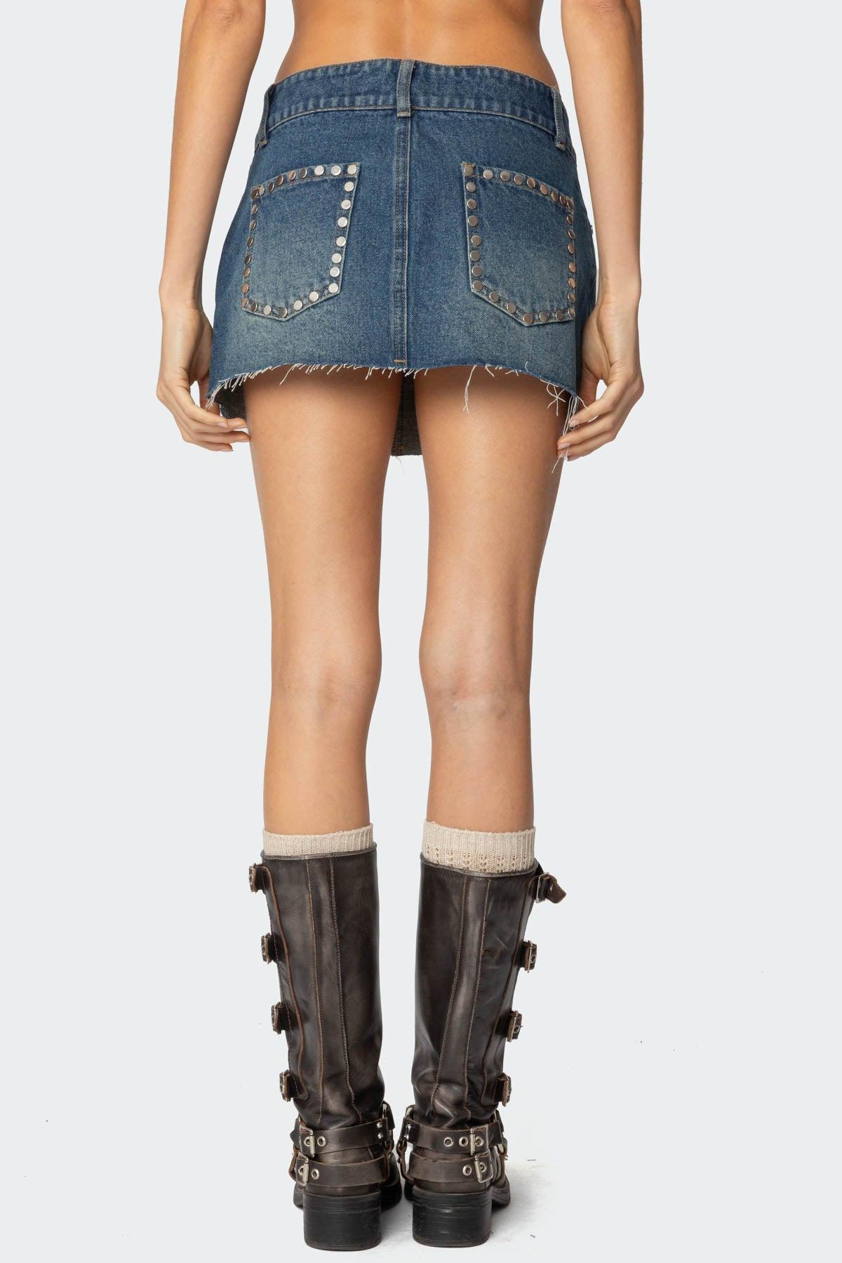 Tess Studded Denim Mini Skirt Product Image