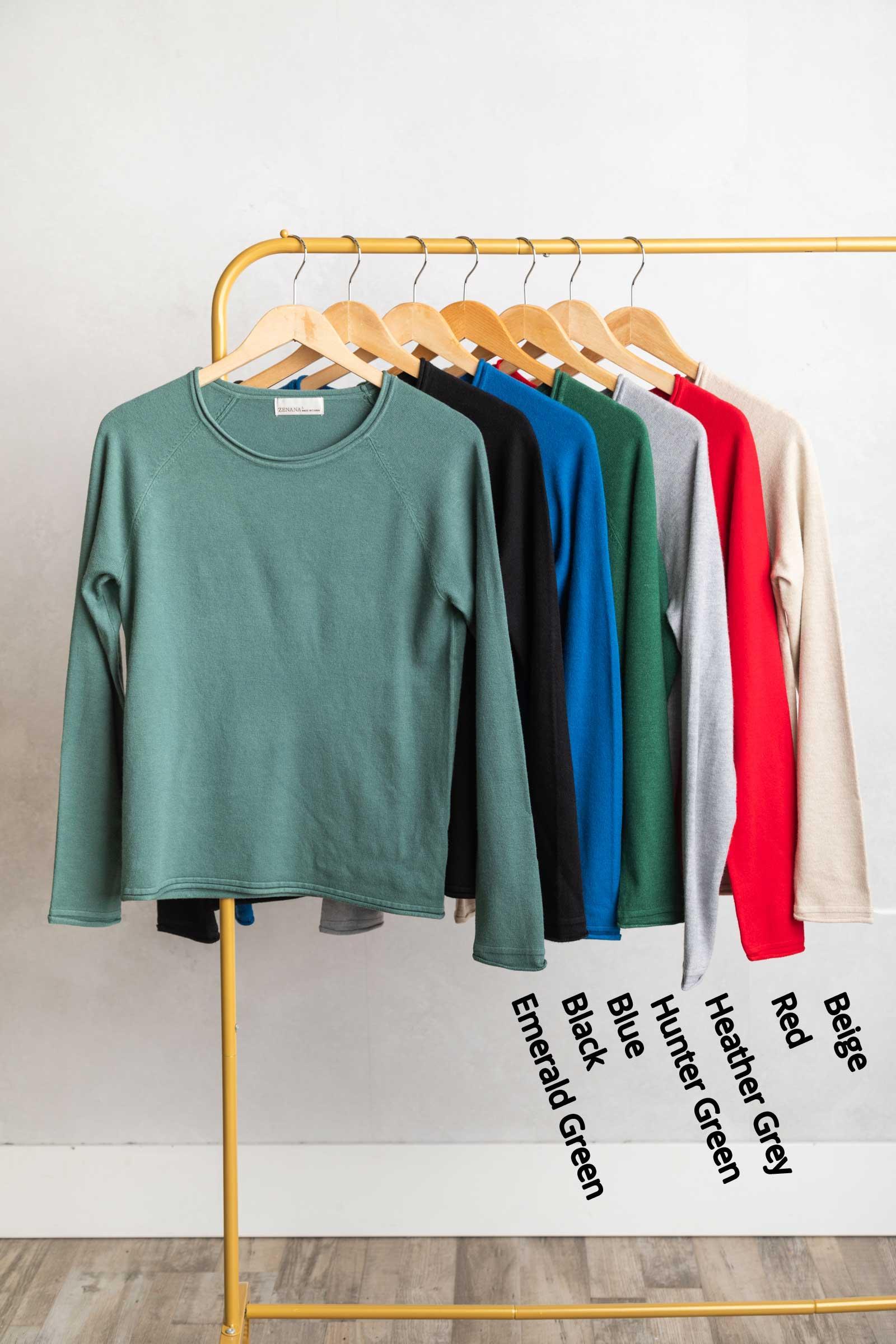 Round Neck Basic Sweater Knit Top Product Image