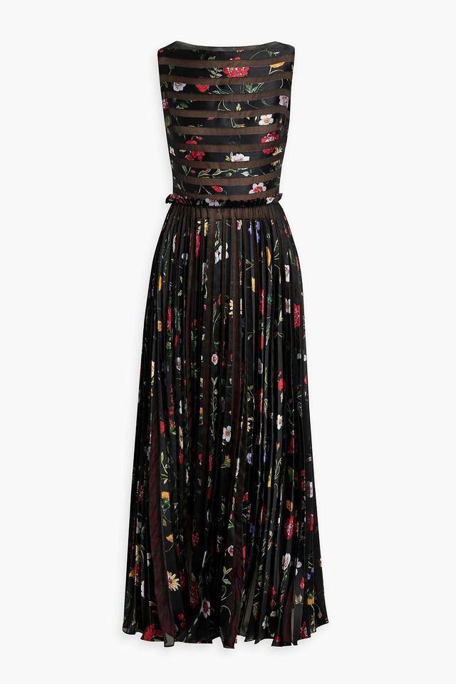 OSCAR DE LA RENTA Pleated Floral-jacquard Gown In Black Product Image