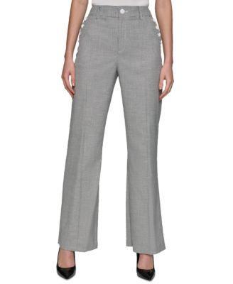 Karl Lagerfeld Paris Womens Pinstriped Flare-Leg Pants Product Image