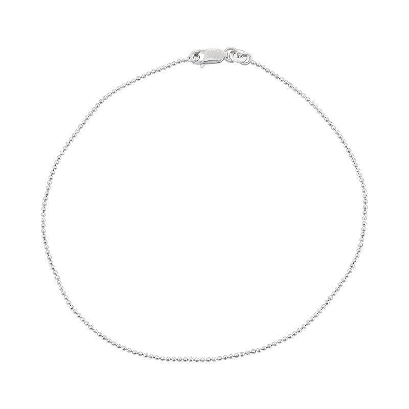 Jordan Blue Sterling Silver Ball Chain Anklet, Womens Grey product image