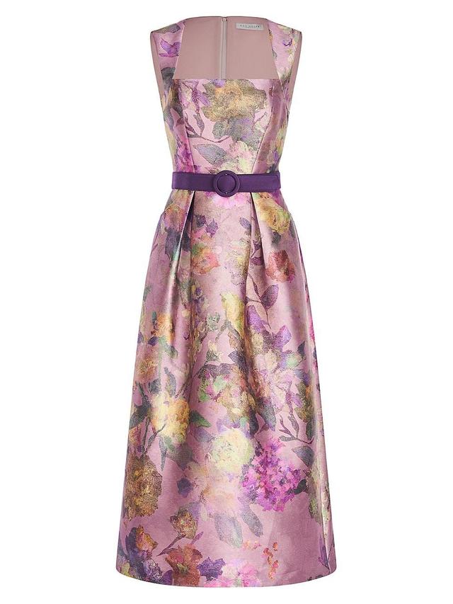 Womens Alora Floral Belted Midi-Dress Product Image