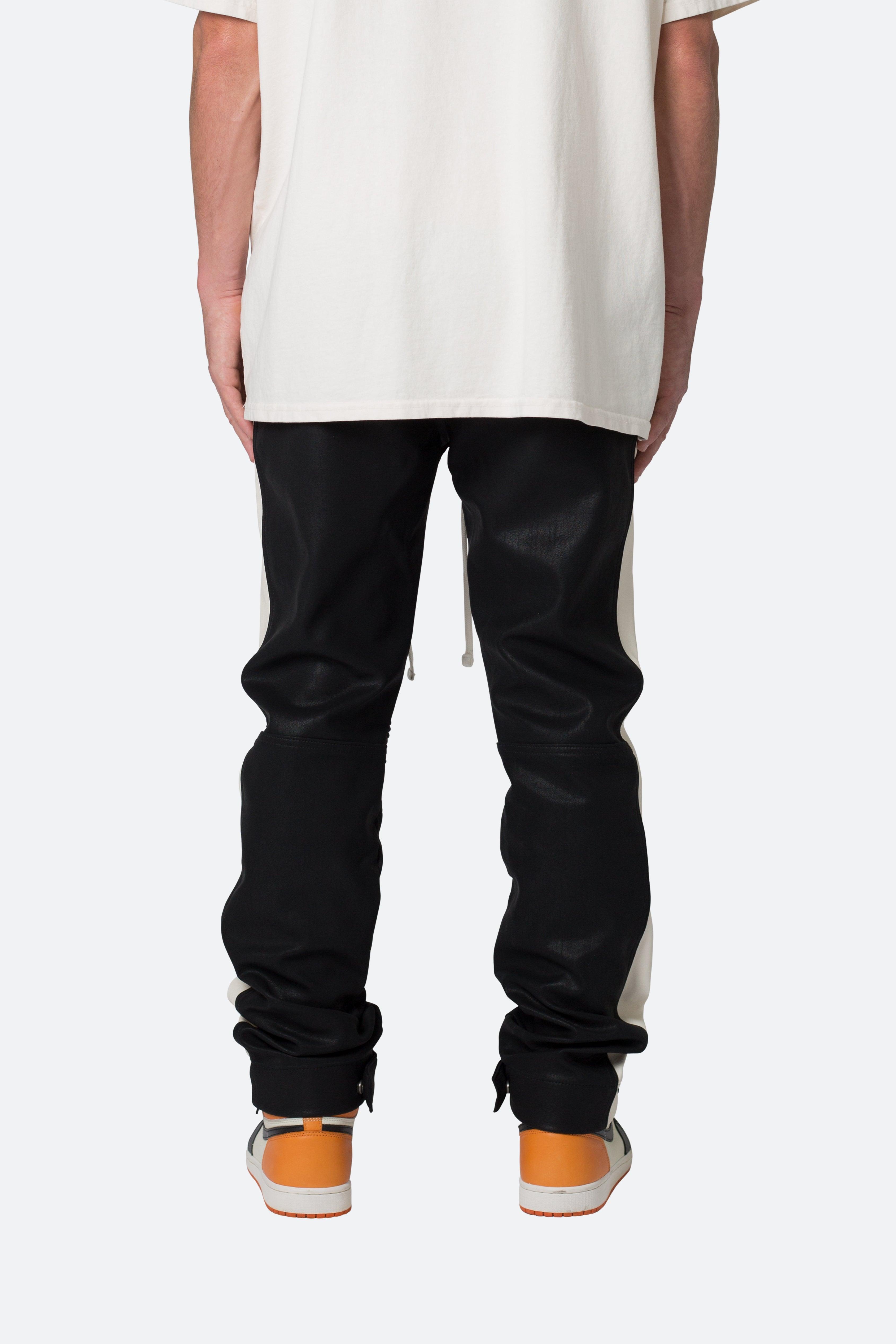 Leather Moto Pants - Black/White Product Image