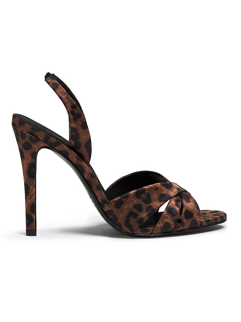 Womens Keefa 100MM Leopard-Printed Satin Slingback Sandals Product Image