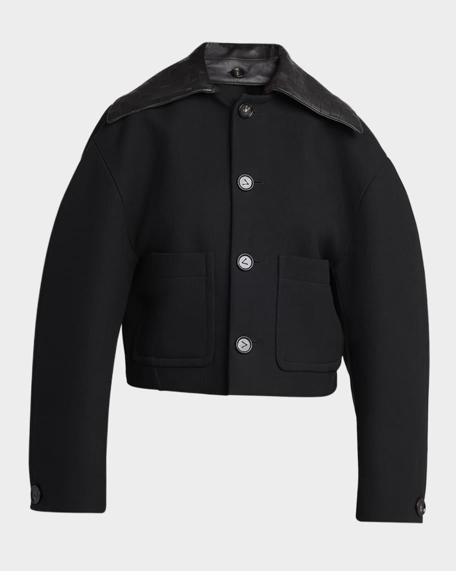 Intrecciato Collar Wide-Sleeve Cotton Jacket Product Image