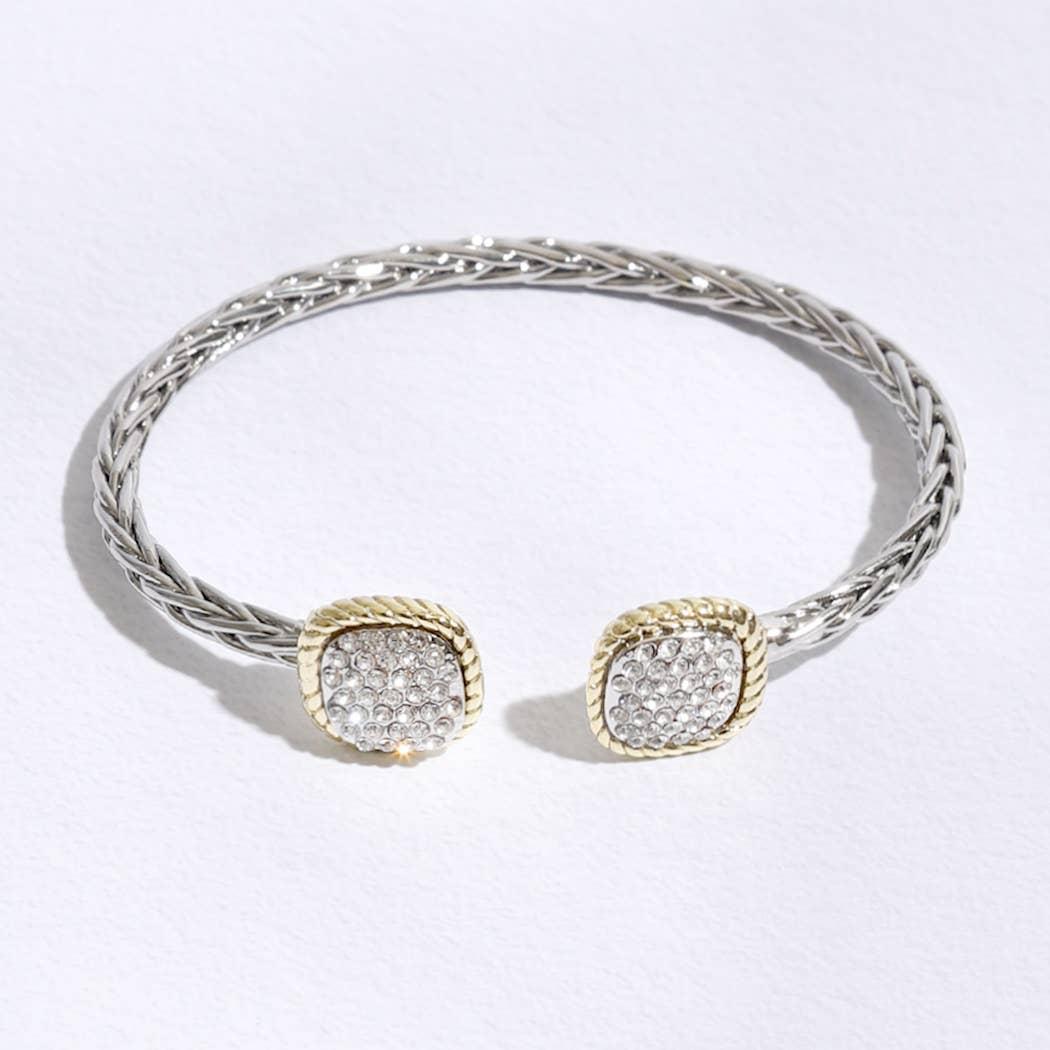 CZ Square Edge Designed Braided Bangle Bracelet Product Image