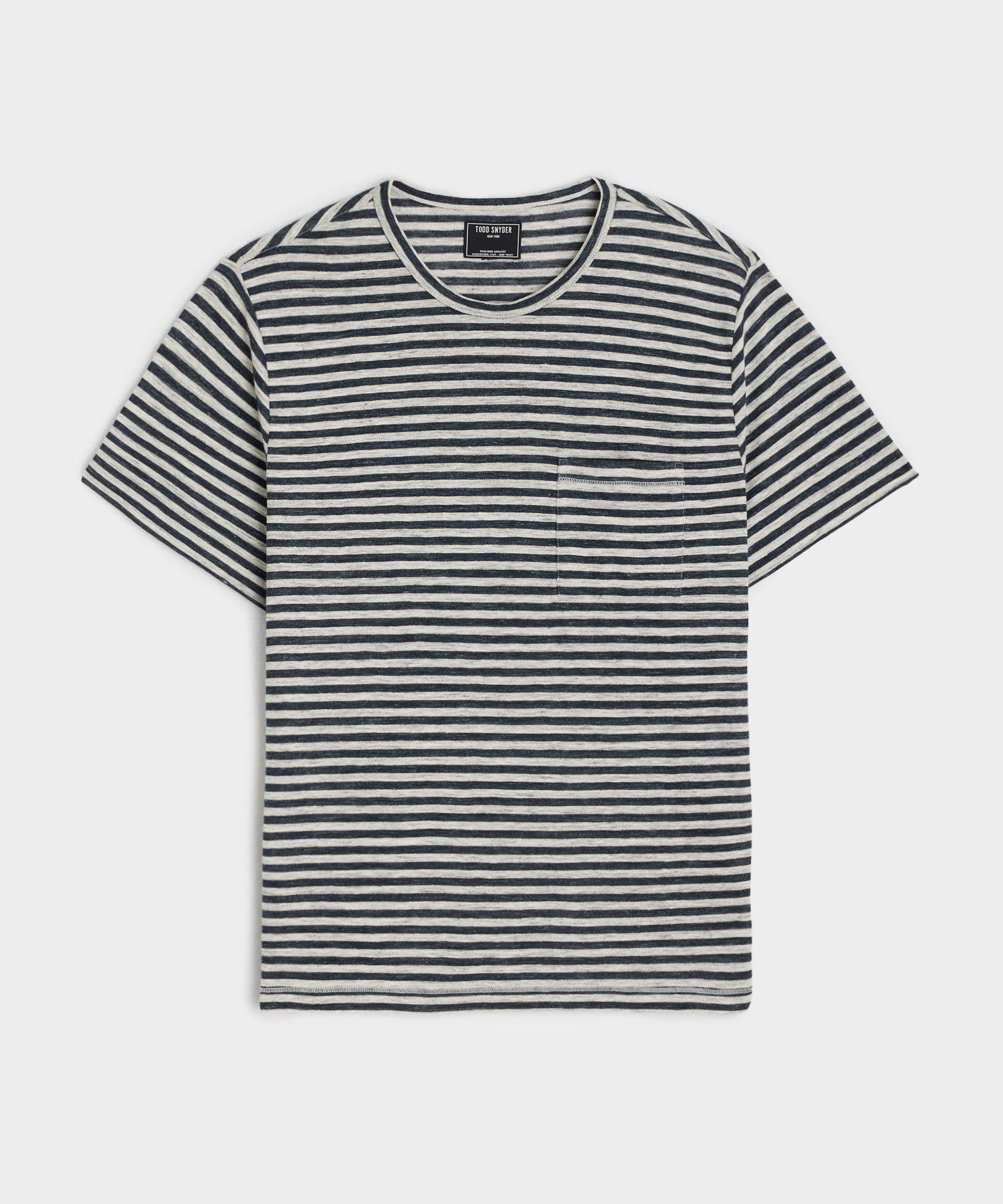 Striped Linen Jersey T-Shirt in Charcoal Product Image