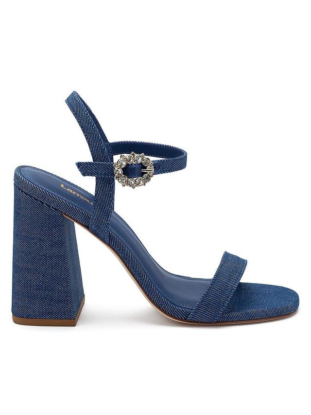 Womens Selena 105MM Denim Block-Heel Sandals Product Image