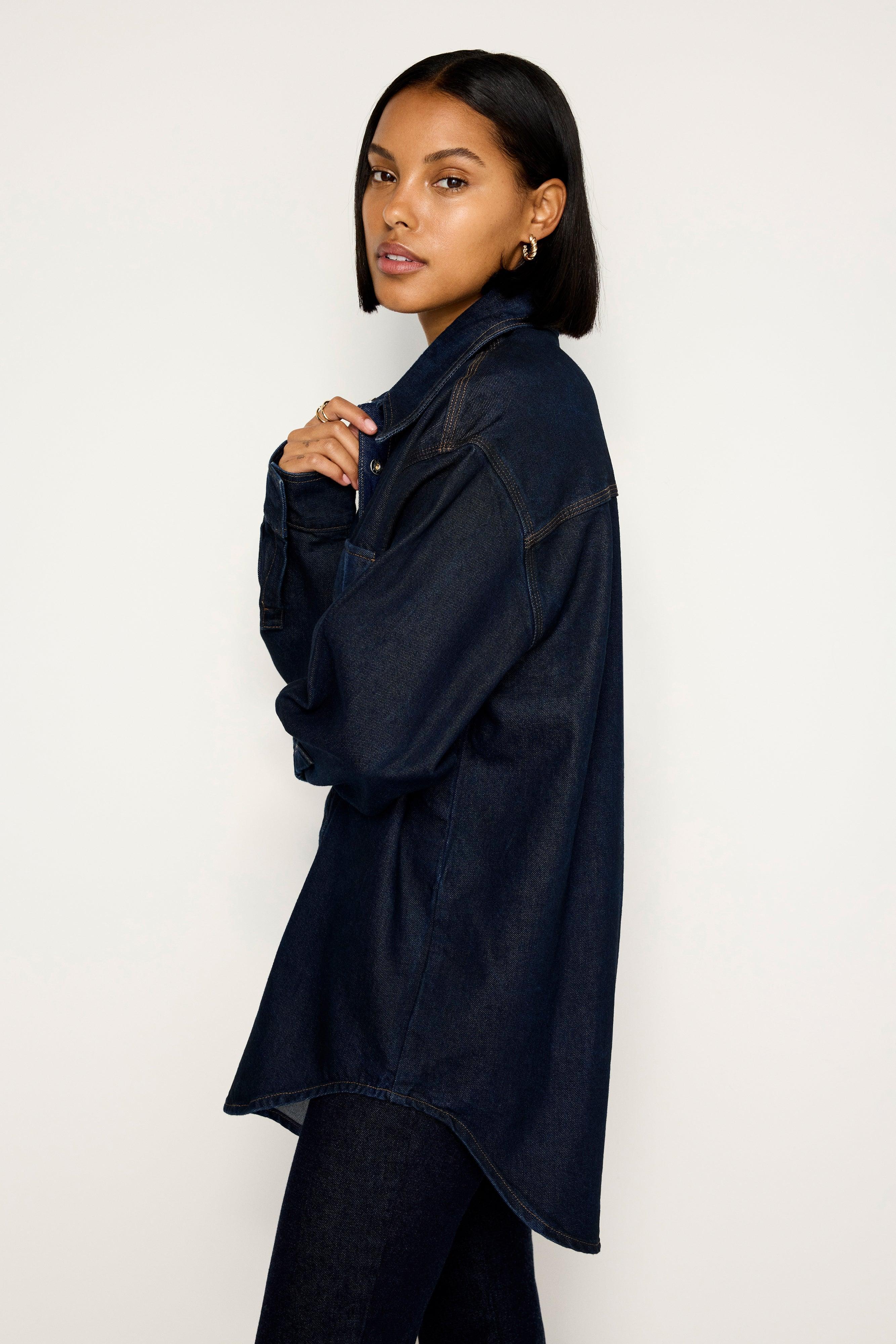 RINSED DENIM OVERSIZED SHIRT | INDIGO716 Product Image